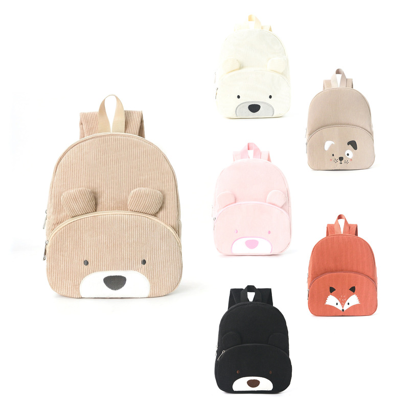 Canvas Backpack Casual - İlkokul Öğrencileri İçin Sevimli Ayıcık Desenli