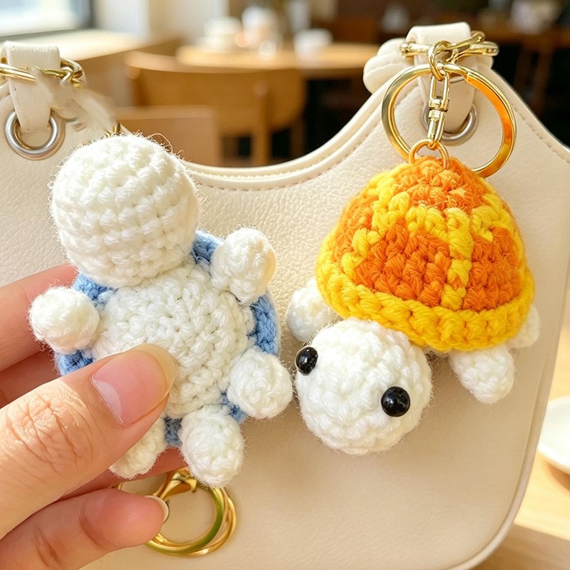 Mini Backpack Purse - El Örgüsü Kaplumbağa Anahtarlık Mini Amigurumi