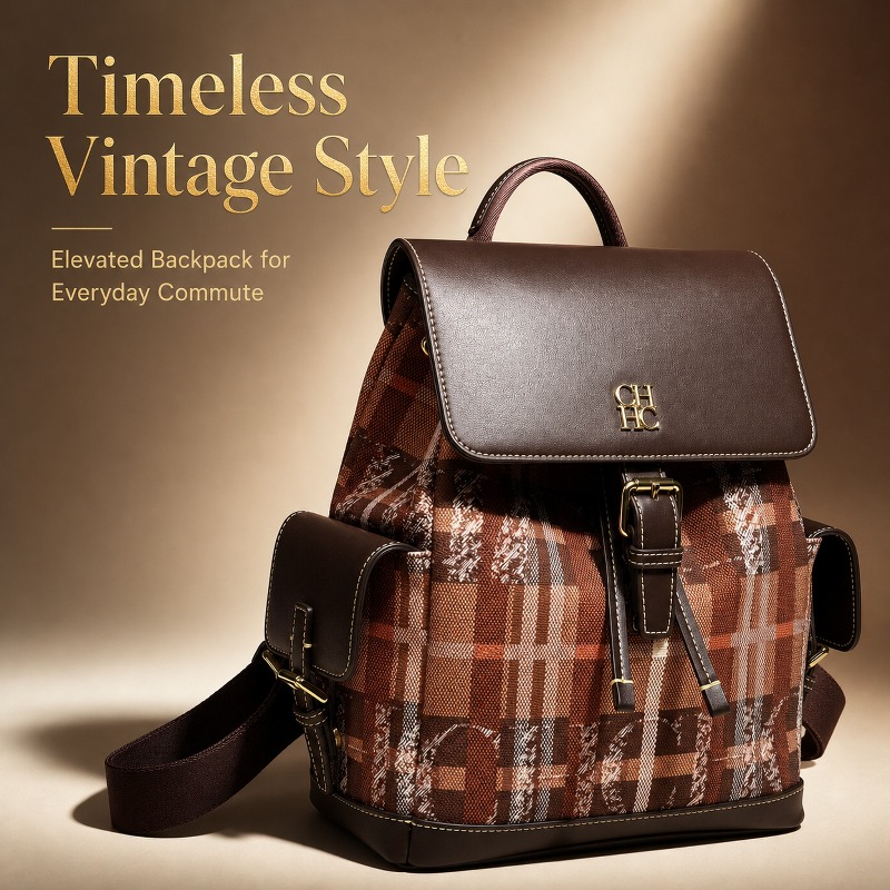 Fashion Backpack Women - CHHC Moda Renk Bloklu Sırt Çantası